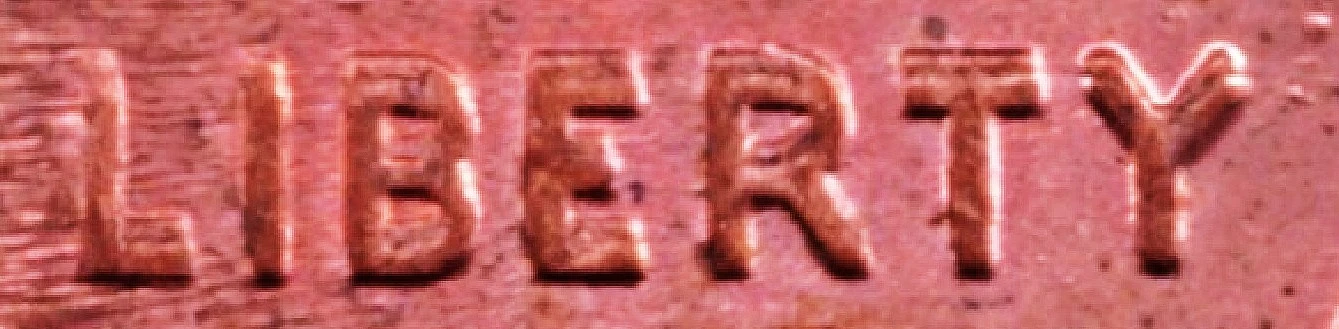 1995 Doubled Die Obverse Penny: front (type example, 1995 Lincoln cent doubled die obverse, LIBERTY close-up)