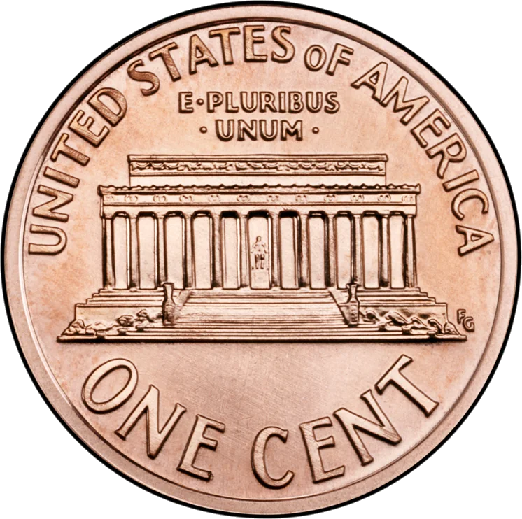 1964 penny: back (type example, 2005-D Memorial reverse)