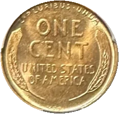 1909-S V.D.B. Wheat Penny: back (type example, 1909-S VDB cent)
